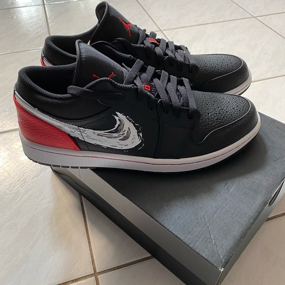 SOLD ON EBAY - NEW Air Jordan 1 Low SE Brushstroke - Black- Size 10.5 US - Picture 3 of 8